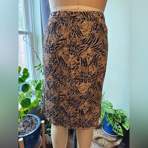 JM Collection Black and Tan Abstract Pencil Skirt